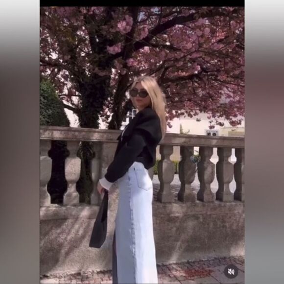 Zara DENIM SKIRT TRF LONG SKIRT DENIM - Picture 3 of 14